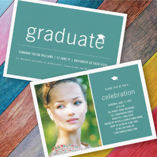 Invitation Minimaliste Graduate Photo Simple Graduate Party
