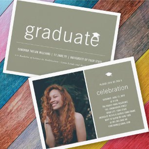 Invitation Minimaliste Graduate Photo Simple Graduate Party