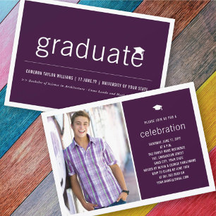 Invitation Minimaliste Graduate Photo Simple Graduate Party