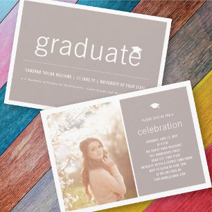 Invitation Minimaliste Graduate Photo Simple Graduate Party