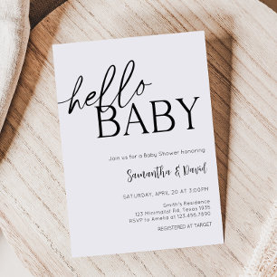 Invitation Minimaliste Hello Baby Baby shower moderne