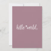 Invitation Minimaliste Hello World Baby Shower Mauve (Dos)