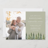 Invitation Minimaliste hiver Pin neige arbres Mariage photo (Devant)