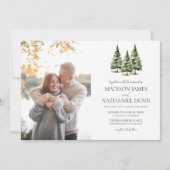Invitation Minimaliste hiver Pin neige arbres Mariage photo (Devant)