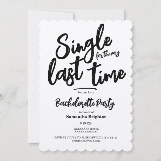 Invitation minimaliste Kraft Bachelorette Party (Devant)