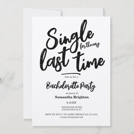 Invitation minimaliste Kraft Bachelorette Party (Devant)