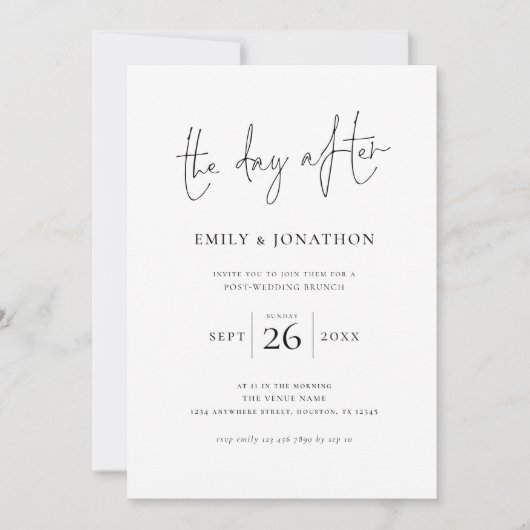 Invitation Minimaliste Le Jour Après Le Brunch Mariage (Devant)