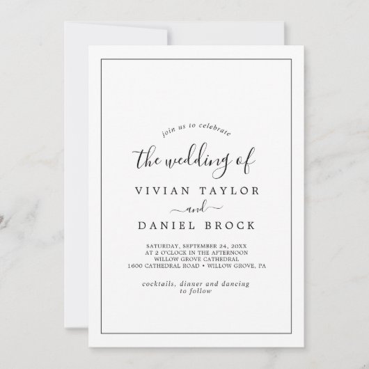 Invitation Minimaliste Le Mariage De (Devant)