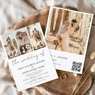Invitation Minimaliste Le Mariage de la photo code QR