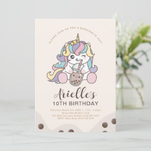 Invitation Minimaliste Licorne Mignonne Thé à Bull