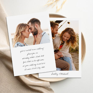 Invitation Minimaliste manuscrit 2 Mariage photo