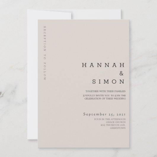 Invitation minimaliste Mariage de automne moderne (Devant)