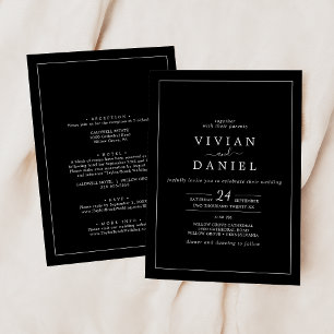 Invitation Minimaliste Mariage Tout En Un Noir