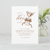 Invitation Minimaliste Martini Chic Anniversaire Brun (Debout devant)