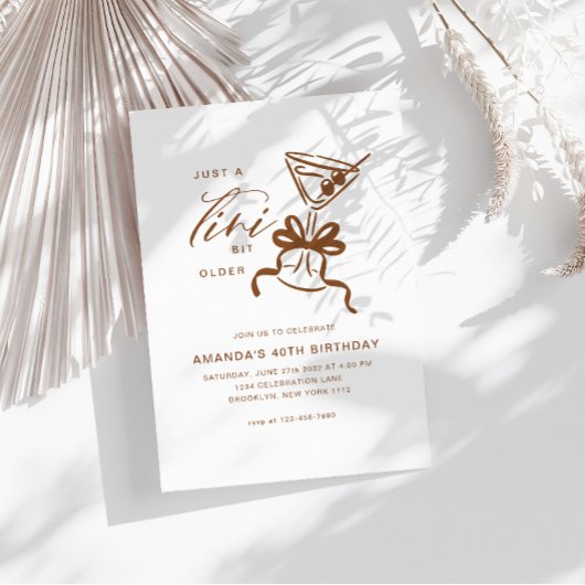 Invitation Minimaliste Martini Chic Anniversaire Brun