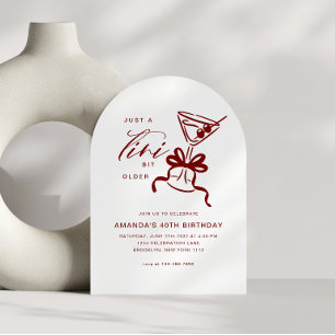 Invitation Minimaliste Martini Chic Bordeaux Rouge Anniversai