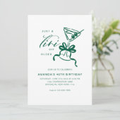Invitation Minimaliste Martini Chic Vert Anniversaire (Debout devant)