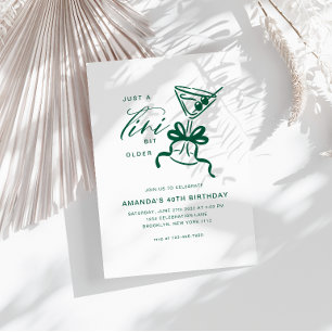 Invitation Minimaliste Martini Chic Vert Anniversaire