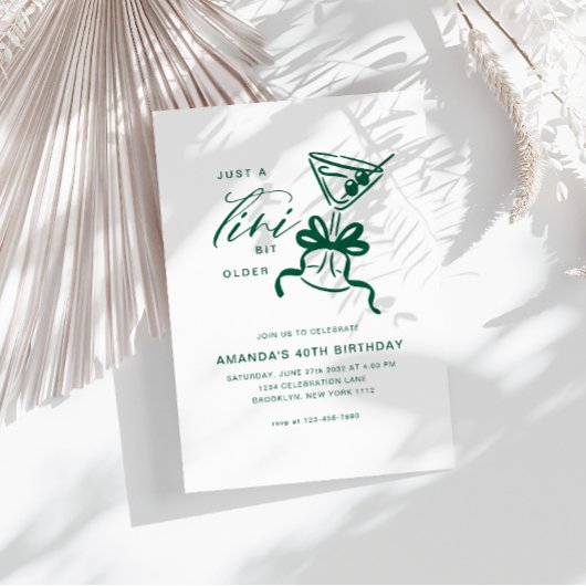 Invitation Minimaliste Martini Chic Vert Anniversaire