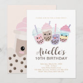 Invitation Minimaliste Mignonne pour Thé à Boules (Devant / Derrière)