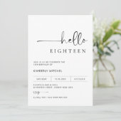Invitation minimaliste moderne 18e anniversaire de (Debout devant)