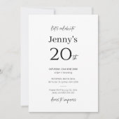 Invitation minimaliste moderne 20e anniversaire de (Devant)