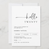 Invitation minimaliste moderne 20e anniversaire de (Devant)