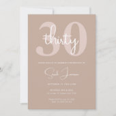 Invitation minimaliste moderne 30e anniversaire de (Devant)