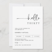 Invitation minimaliste moderne 30e anniversaire de (Devant)