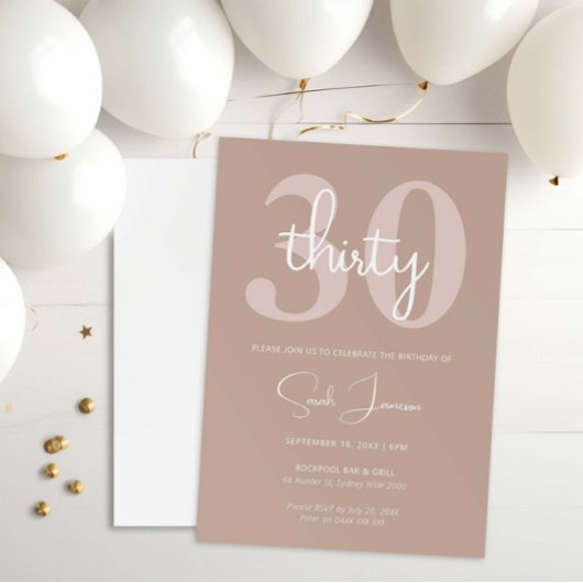 Invitation minimaliste moderne 30e anniversaire de