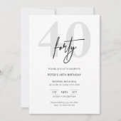 Invitation minimaliste moderne 40e anniversaire de (Devant)