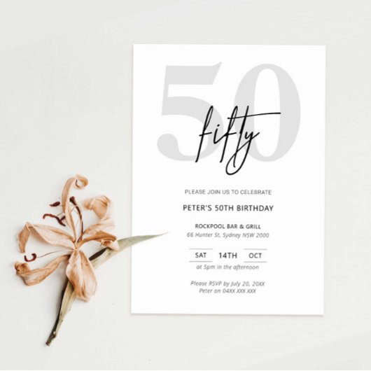 Invitation minimaliste moderne 50e anniversaire de