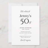 Invitation minimaliste moderne 50e anniversaire de (Devant)