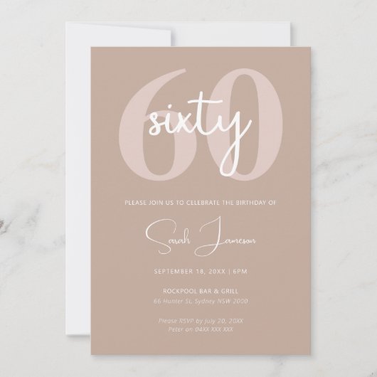Invitation minimaliste moderne 60e anniversaire de (Devant)