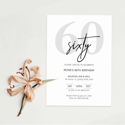 Invitation minimaliste moderne 60e anniversaire de
