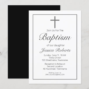 Invitation minimaliste moderne Baptême noir blanc