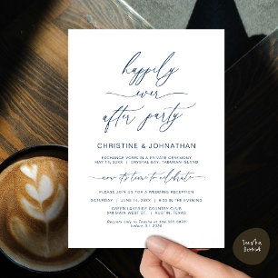 Invitation Minimaliste moderne, Bleu de marine, Elopement Mar