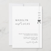 Invitation Minimaliste moderne Bow noir blanc Mariage (Devant)