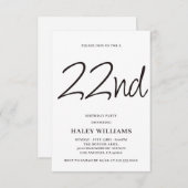 Invitation Minimaliste Moderne Calligraphie Simple 22e annive (Devant / Derrière)