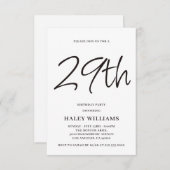 Invitation Minimaliste Moderne Calligraphie Simple 29e annive (Devant / Derrière)