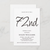 Invitation Minimaliste Moderne Calligraphie Simple 72e annive (Devant / Derrière)
