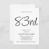 Invitation Minimaliste Moderne Calligraphie Simple 83e annive (Devant / Derrière)