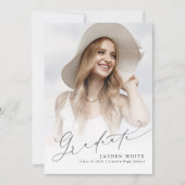 Invitation Minimaliste Moderne Chic Script Photo Graduation (Devant)