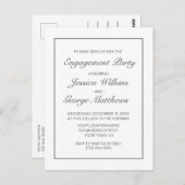 Invitation minimaliste moderne de Fiançailles blan (Devant / Derrière)