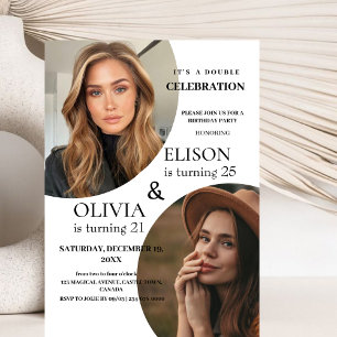 Invitation minimaliste moderne deux photo double a