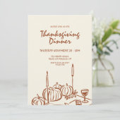 Invitation Minimaliste Moderne Dîner Thanksgiving (Debout devant)