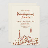Invitation Minimaliste Moderne Dîner Thanksgiving (Devant / Derrière)