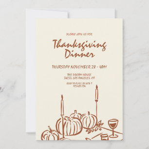 Invitation Minimaliste Moderne Dîner Thanksgiving