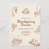 Invitation Minimaliste Moderne Dîner Thanksgiving (Devant / Derrière)