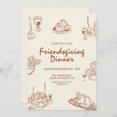 Invitation Minimaliste Moderne Dîner Thanksgiving (Devant / Derrière)